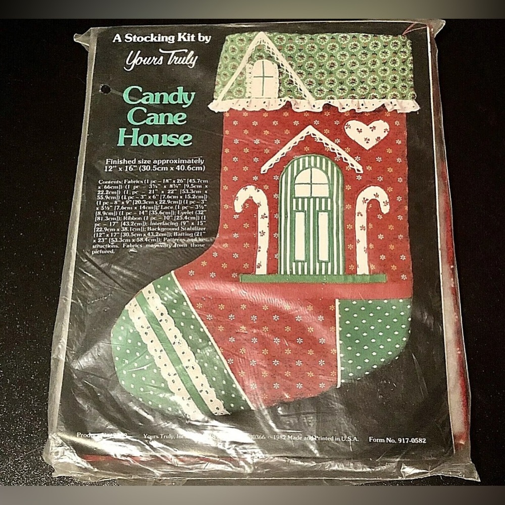 Vintage 1982 Yours Truly Candy Cane Stocking Kit Christmas NOS